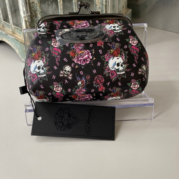 Ed Hardy | Bags | Ed Hardy Skull Floral Coin Pouch | Poshmark